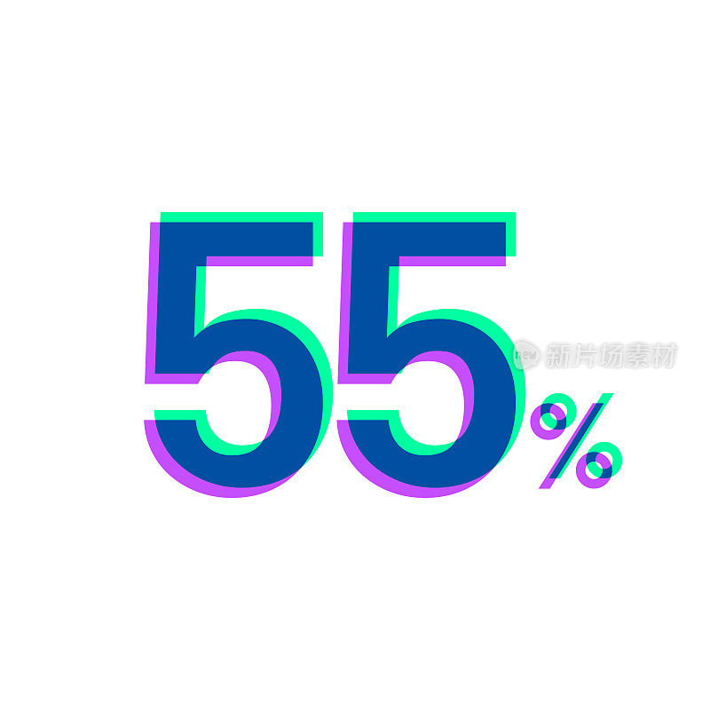 55% - 55%。图标与两种颜色叠加在白色背景上